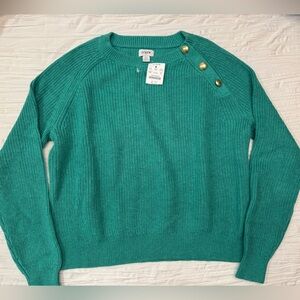 J. Crew Green Crewneck Sweater Classic Knit